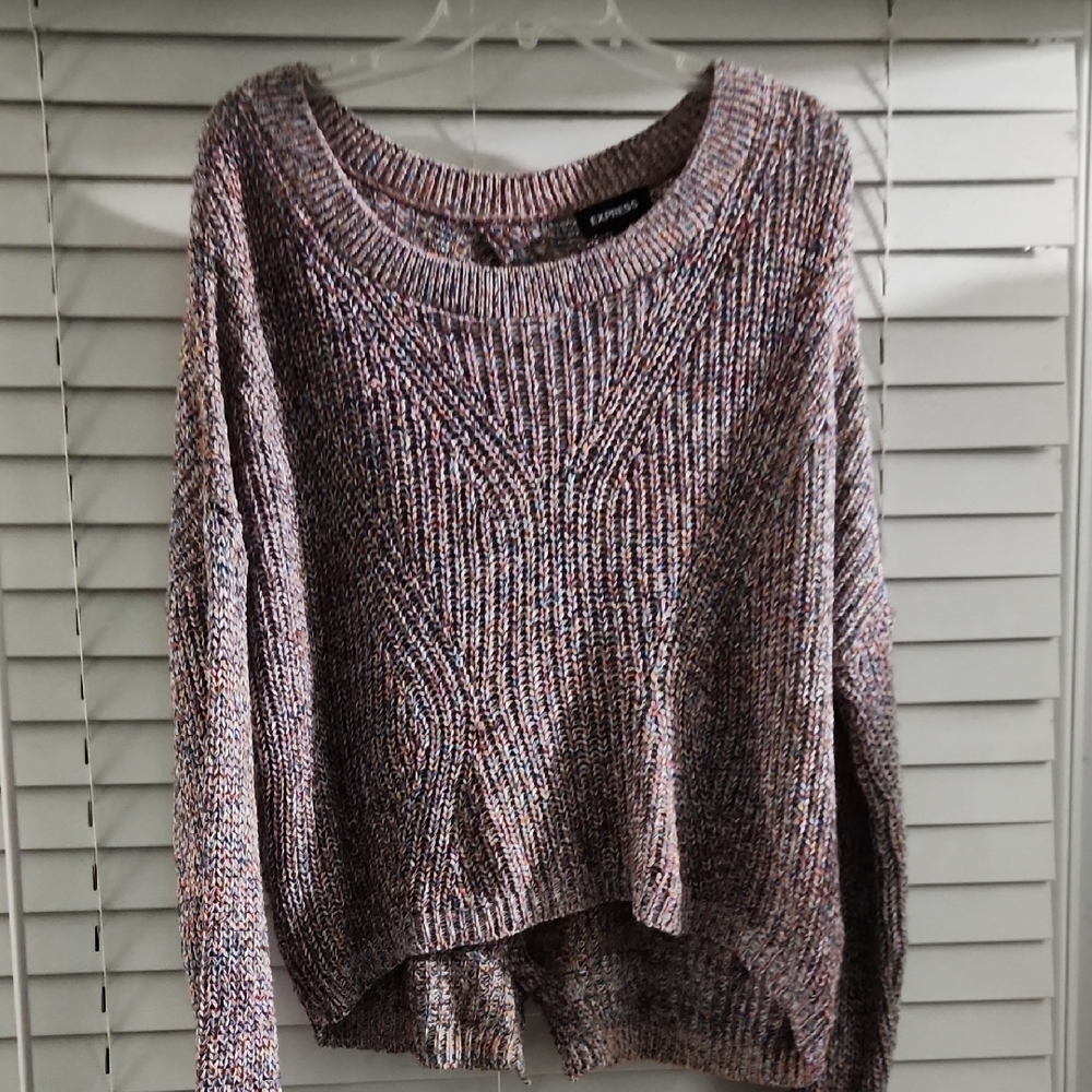 Express Women's Marled Scoop Neck Sweater in Mauve Multi
